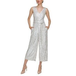 Calvin Klein Silver Sequin Jumpsuit